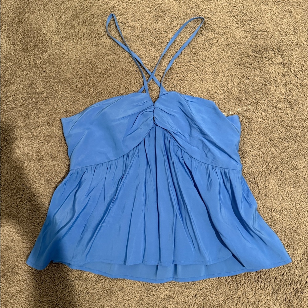 NWT Universal Thread (Target) Bright Blue Criss Cross Baby Doll Top- size Small